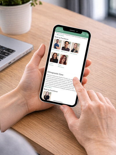 “Booking massage therapy, chiropractic, or acupuncture appointment online at Blackriver Health & Therapy clinic in Burnaby